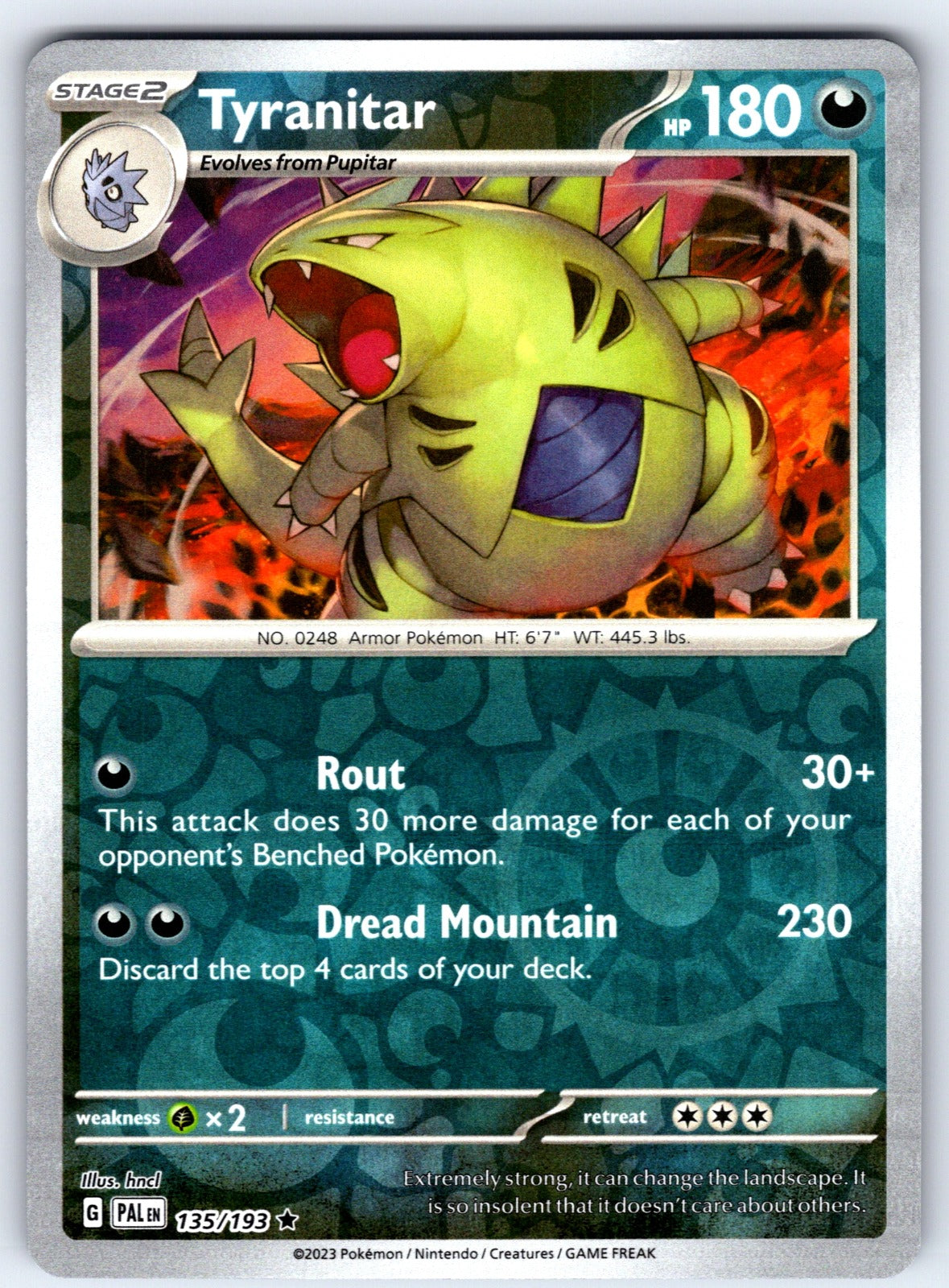 Tyranitar Reverse Holo Rare SV02: Paldea Evolved 135/193 NM 2023