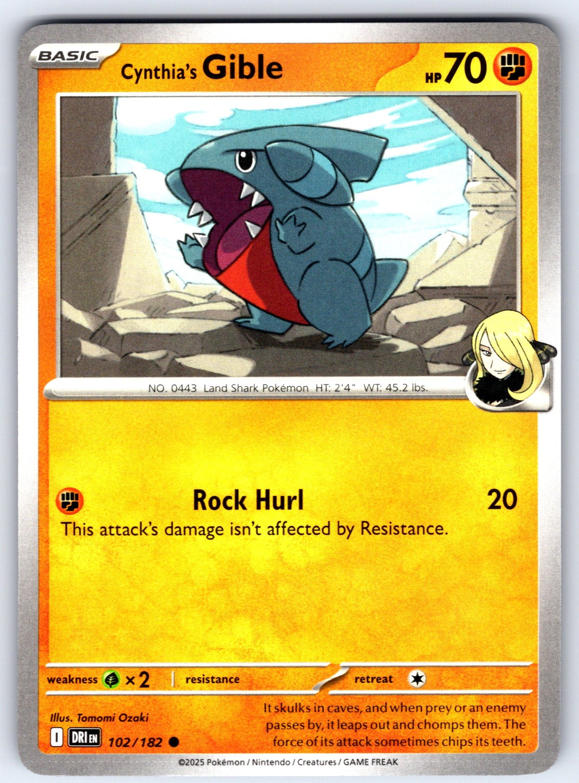 Cynthia's Gible Common SV10: Destined Rivals 102/182 NM 2025