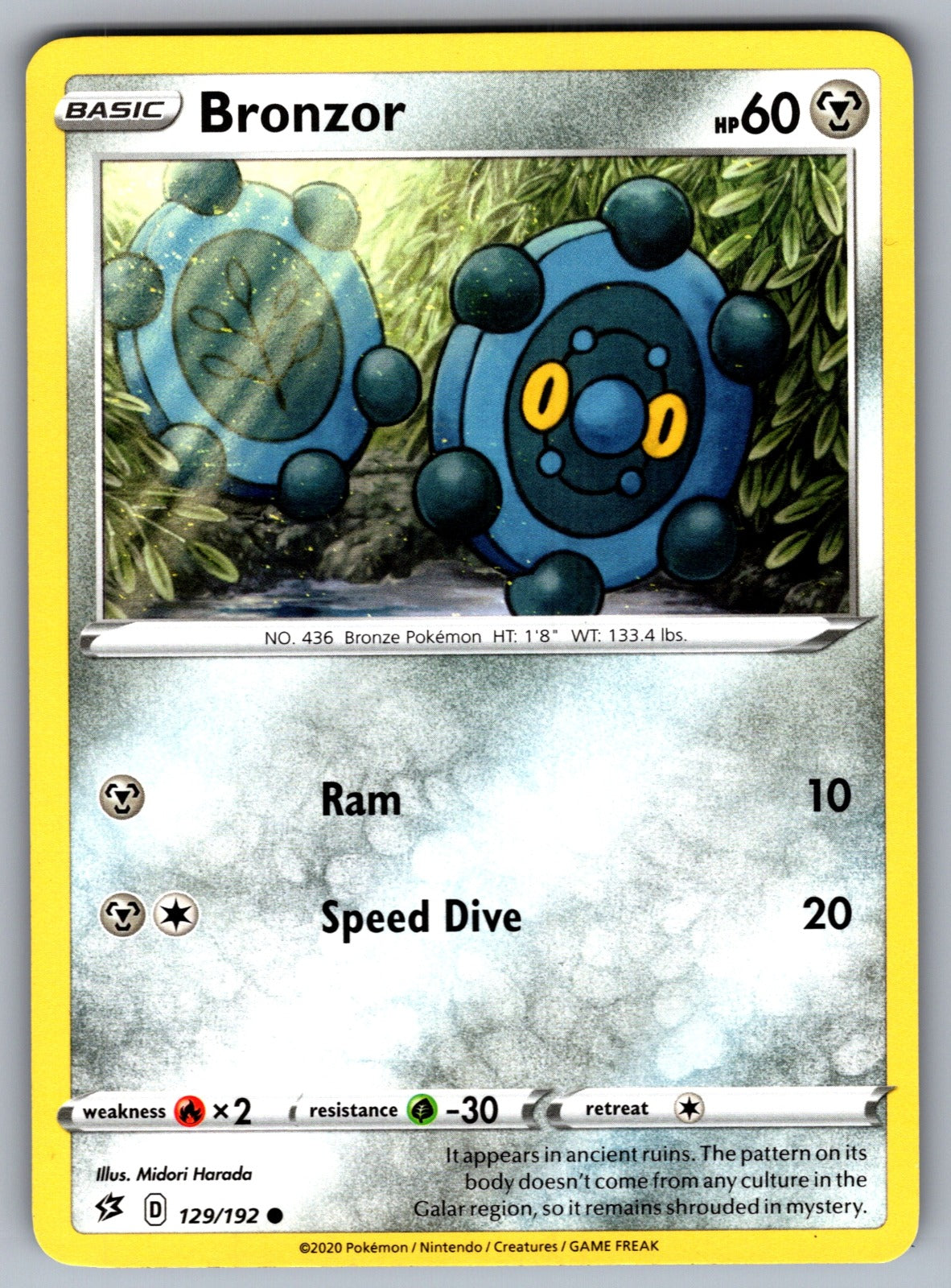 Bronzor Common SWSH02: Rebel Clash 129/192 NM 2020