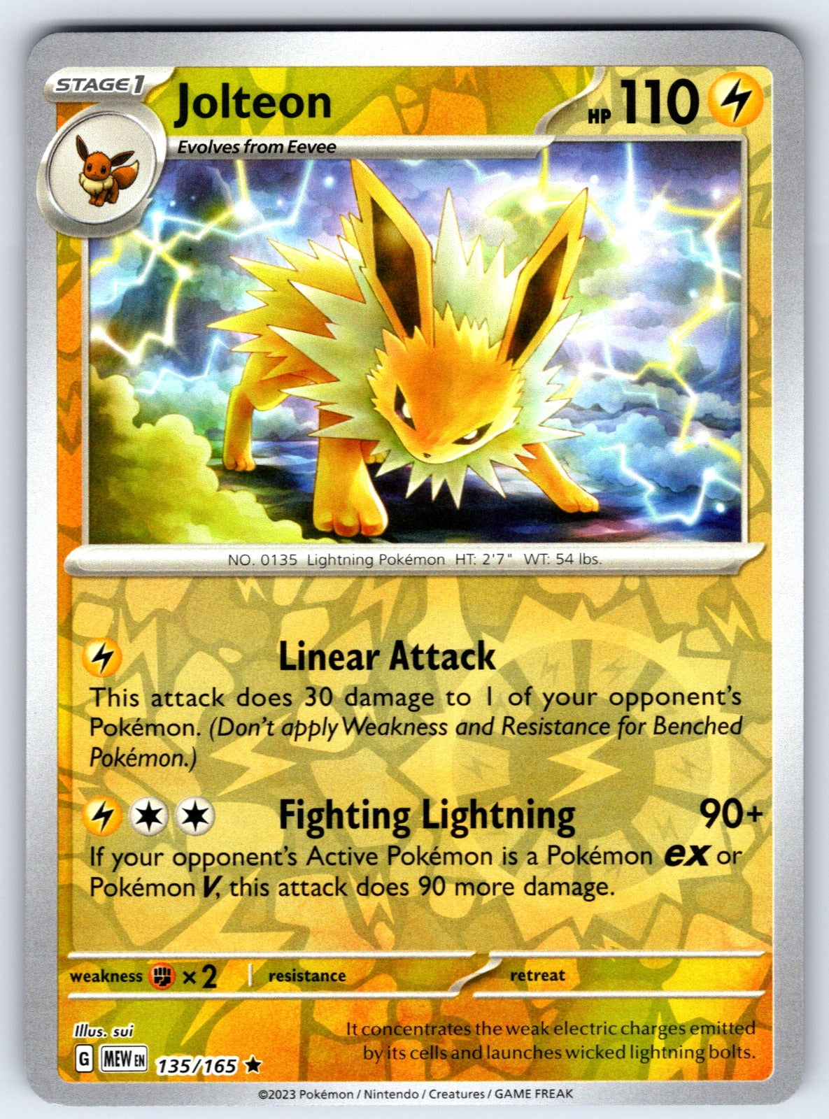 Jolteon Reverse Holo Rare SV: Scarlet & Violet 151 135/165 NM 2023