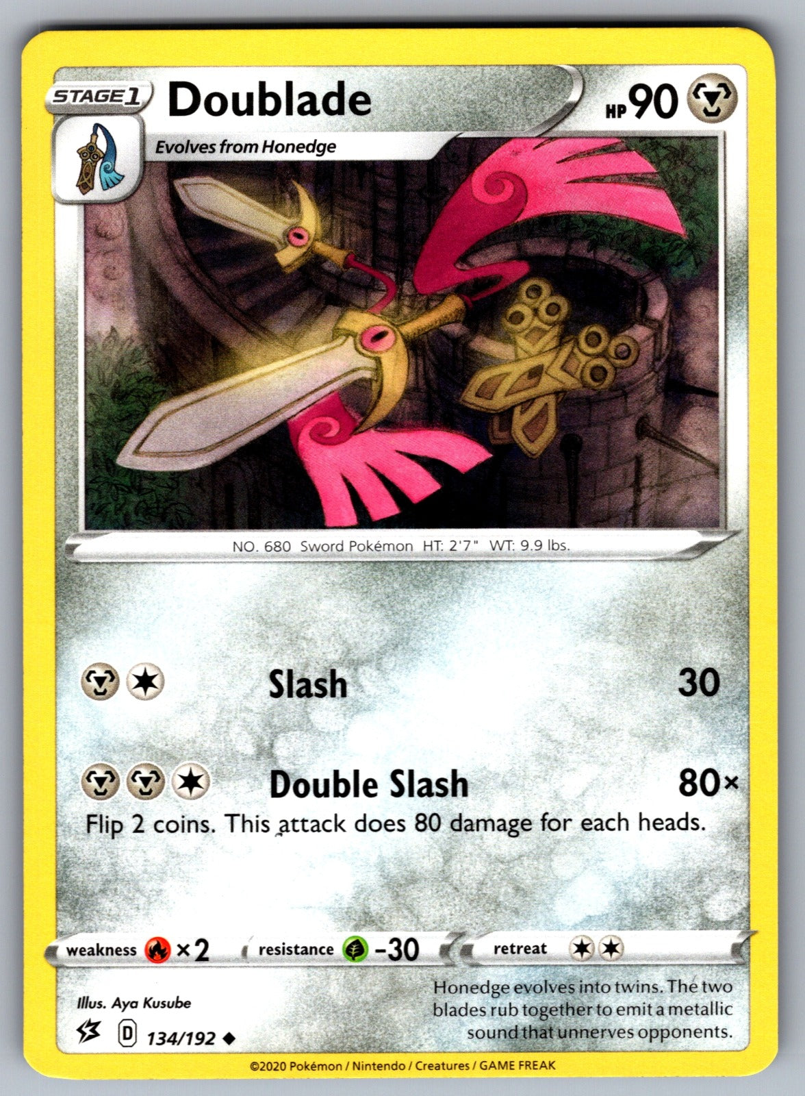 Doublade Uncommon SWSH02: Rebel Clash 134/192 NM 2020
