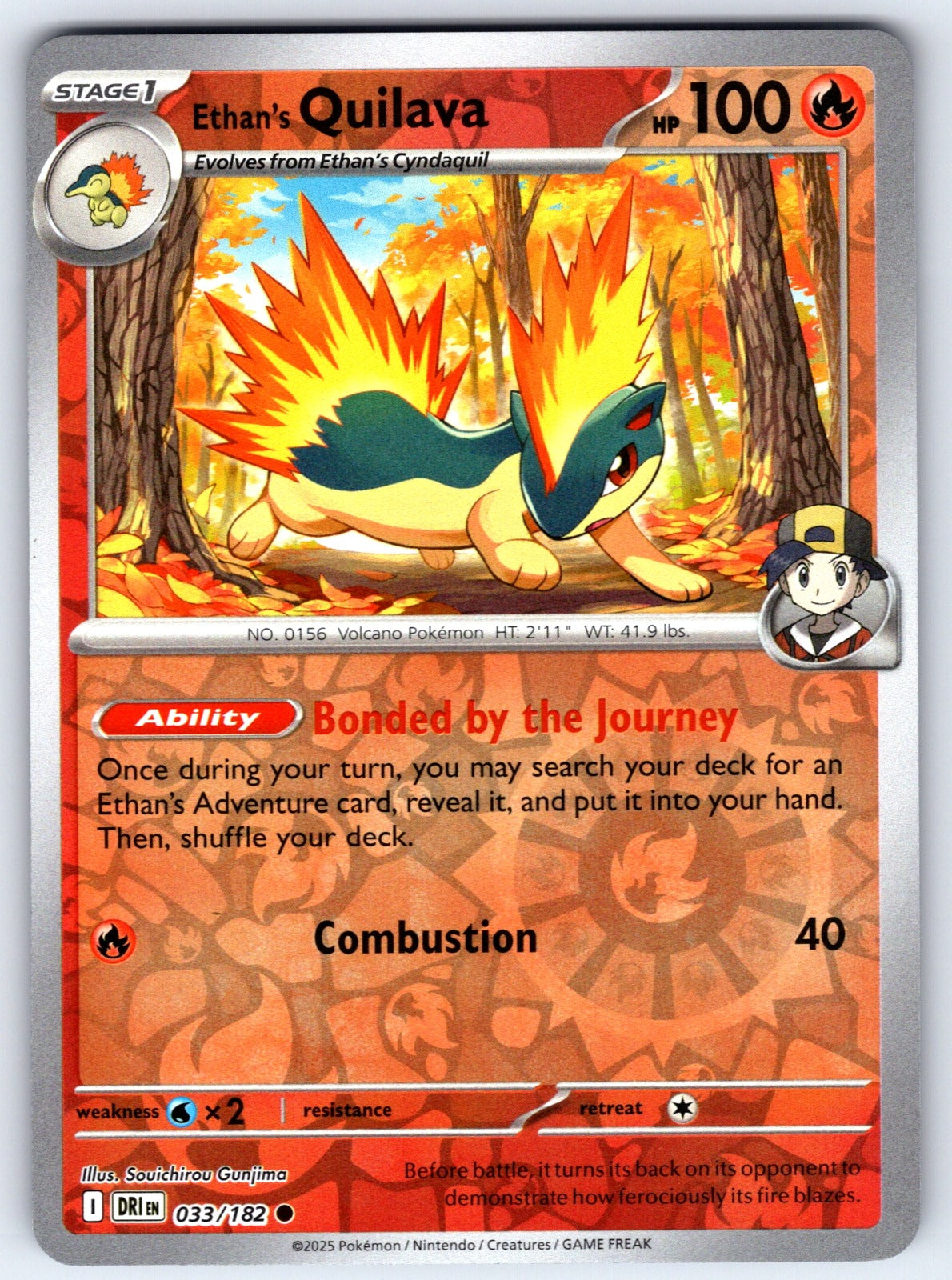 Ethan's Quilava Reverse Holo Common SV10: Destined Rivals 033/182 NM 2025