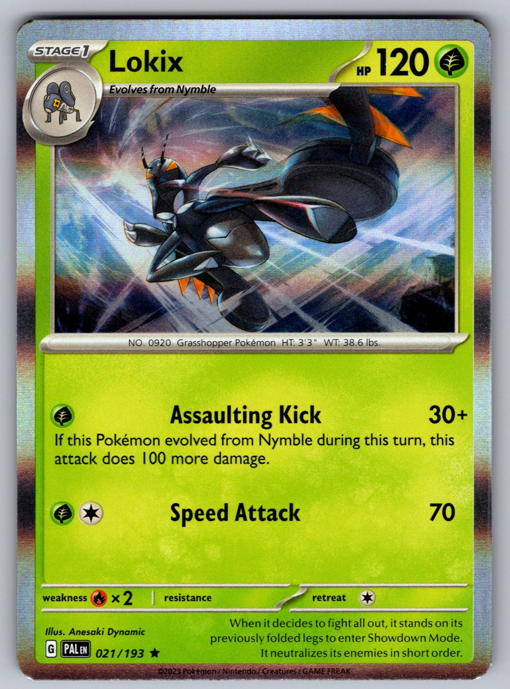 Lokix Holo Rare SV02: Paldea Evolved 021/193 NM 2023