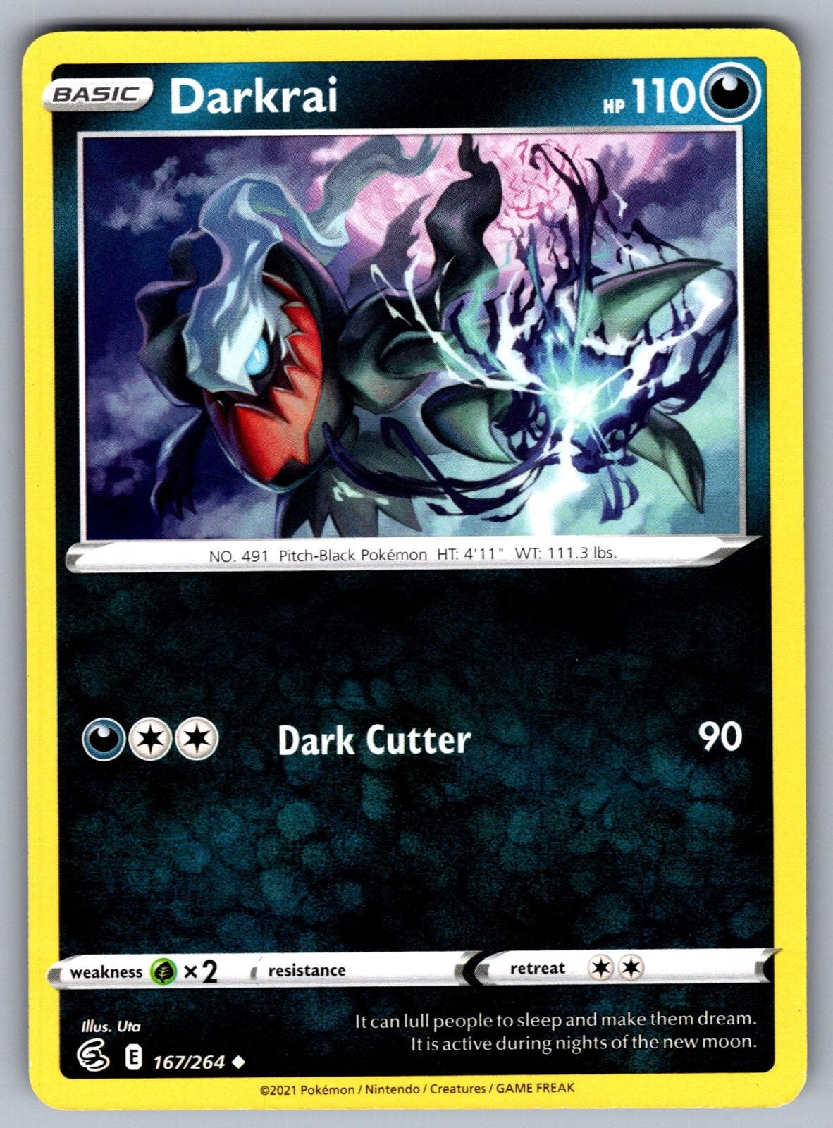 Darkrai Uncommon SWSH08: Fusion Strike 167/264 NM 2021