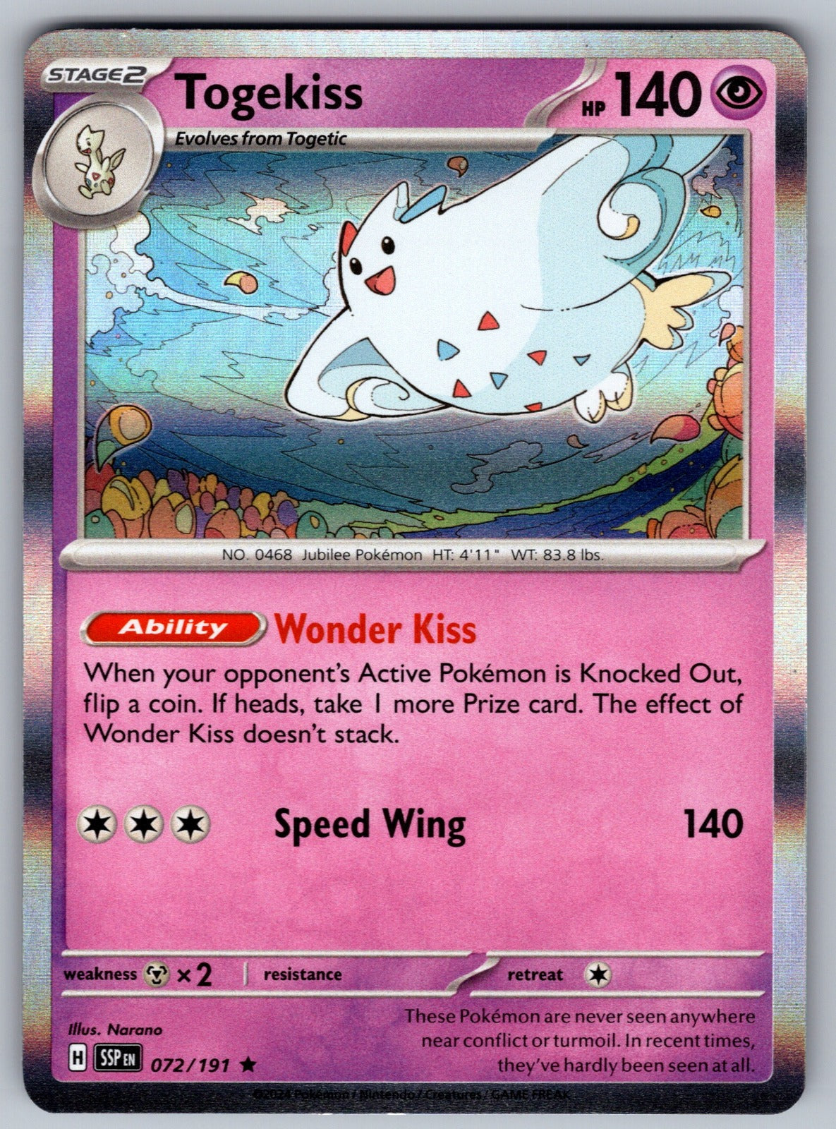 Togekiss Holo Rare SV08: Surging Sparks 072/191 NM 2024