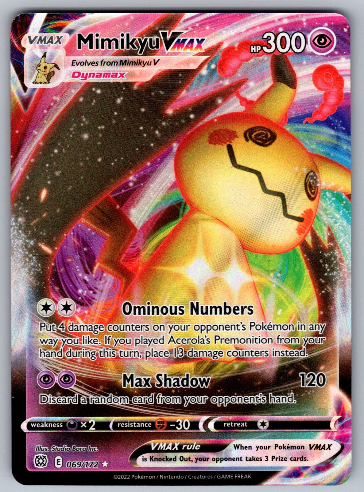 Mimikyu VMAX Holo Ultra Rare SWSH09: Brilliant Stars 069/172 NM 2022