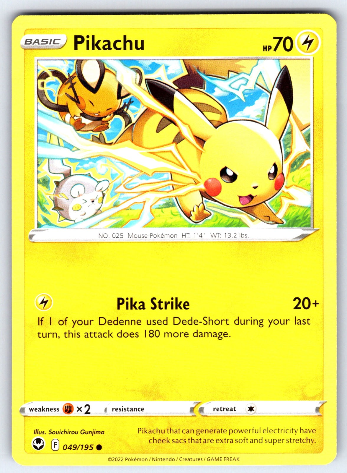 Pikachu Common SWSH12: Silver Tempest 049/195 NM 2022