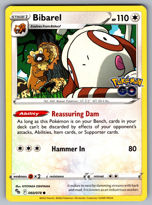 Bibarel Common Pokemon GO 060/078 NM 2022