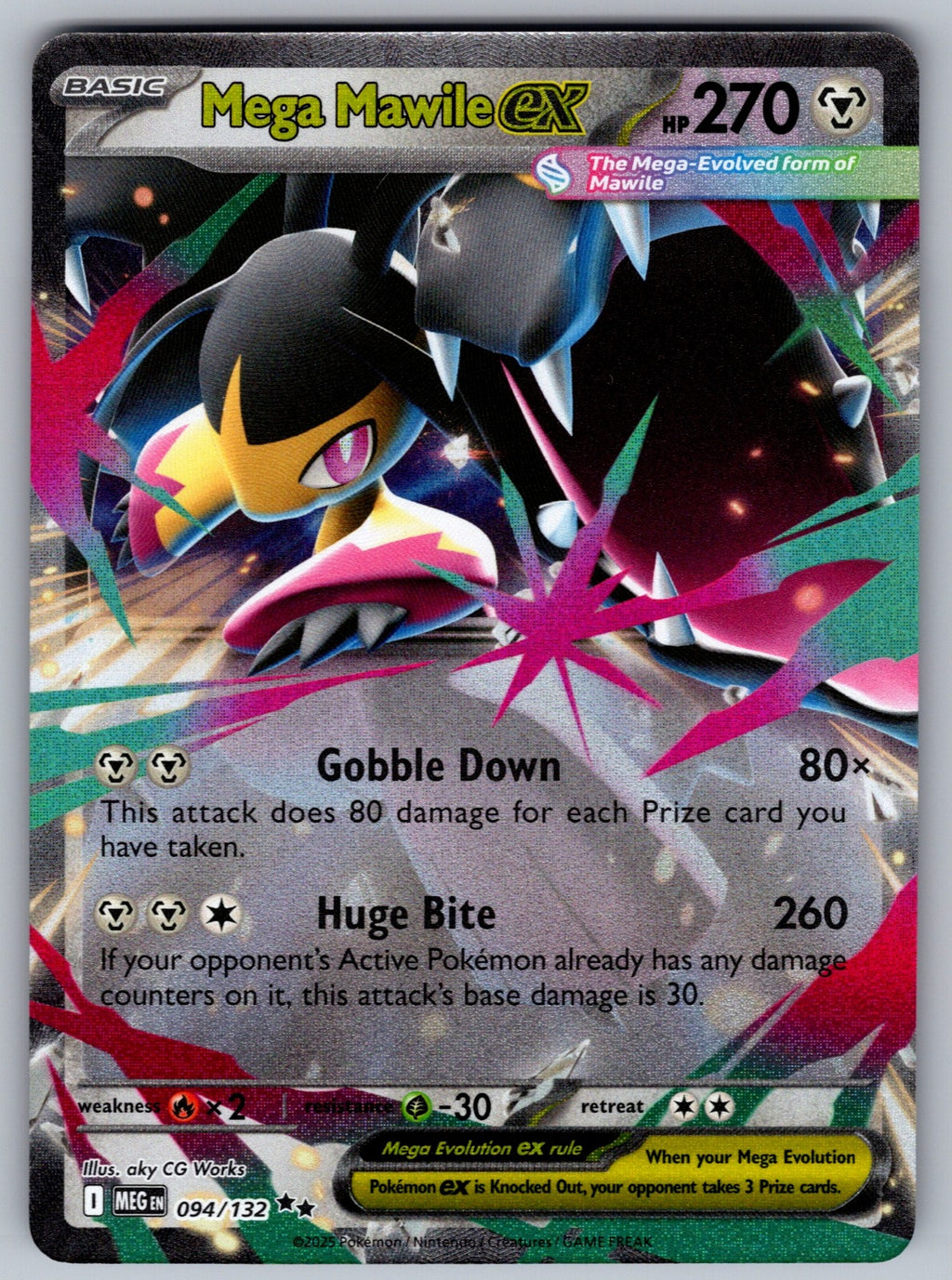 Mega Mawile ex Holo Double Rare ME01: Mega Evolution 094/132 NM 2025