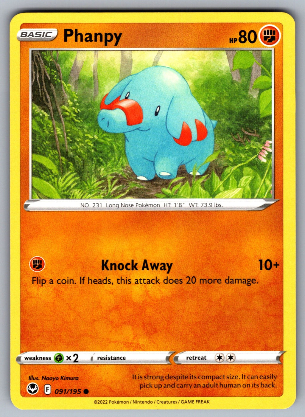 Phanpy Common SWSH12: Silver Tempest 091/195 NM 2022