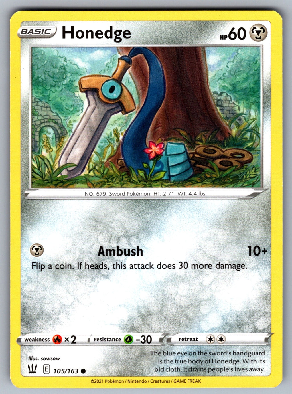 Honedge Common SWSH05: Battle Styles 105/163 NM 2021
