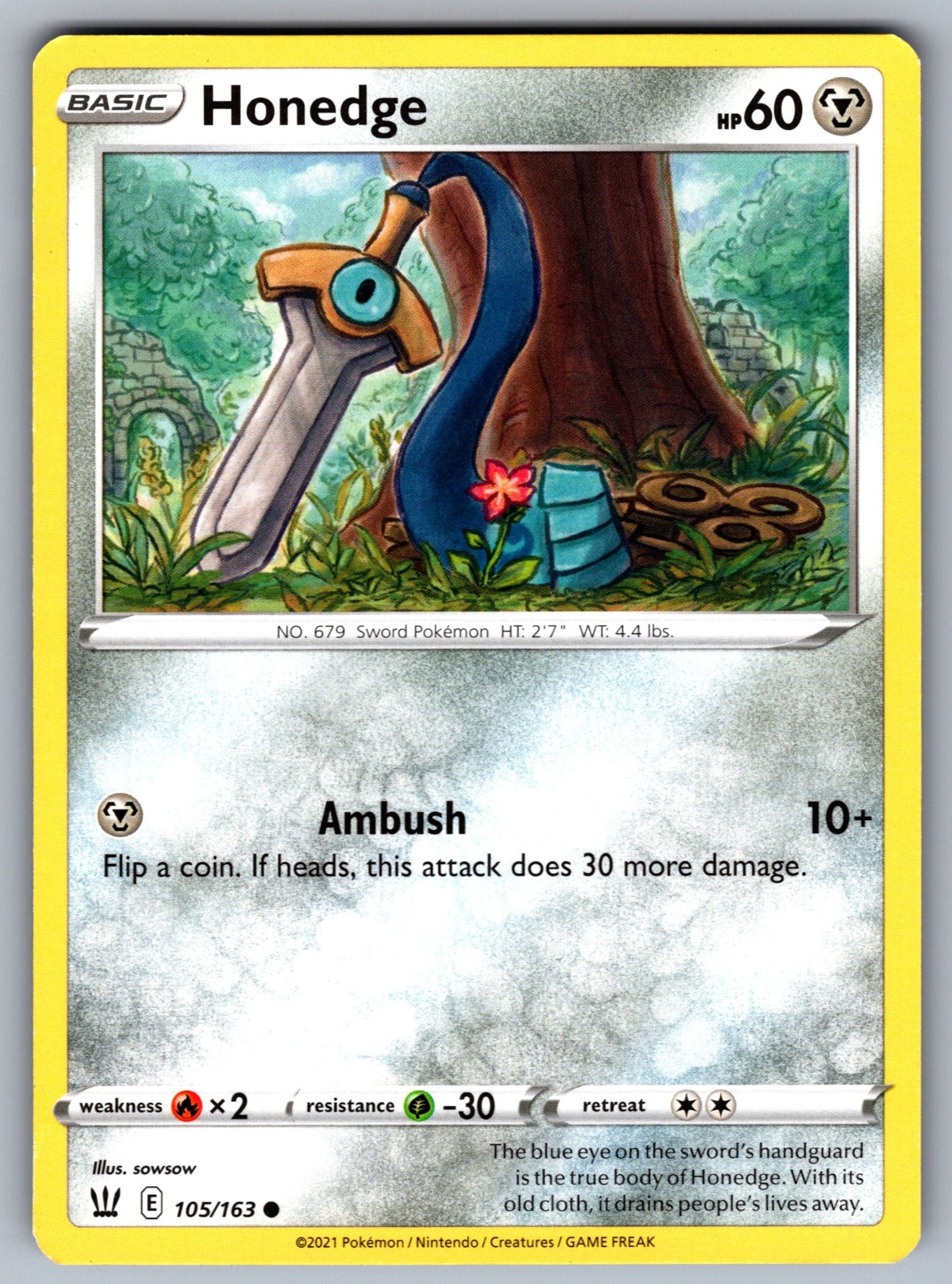 Honedge Common SWSH05: Battle Styles 105/163 NM 2021