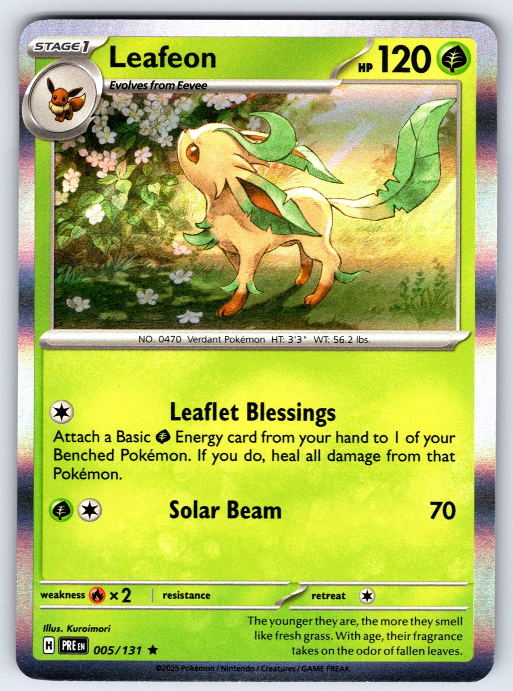 Leafeon Holo Rare SV: Prismatic Evolutions 005/131 NM 2025
