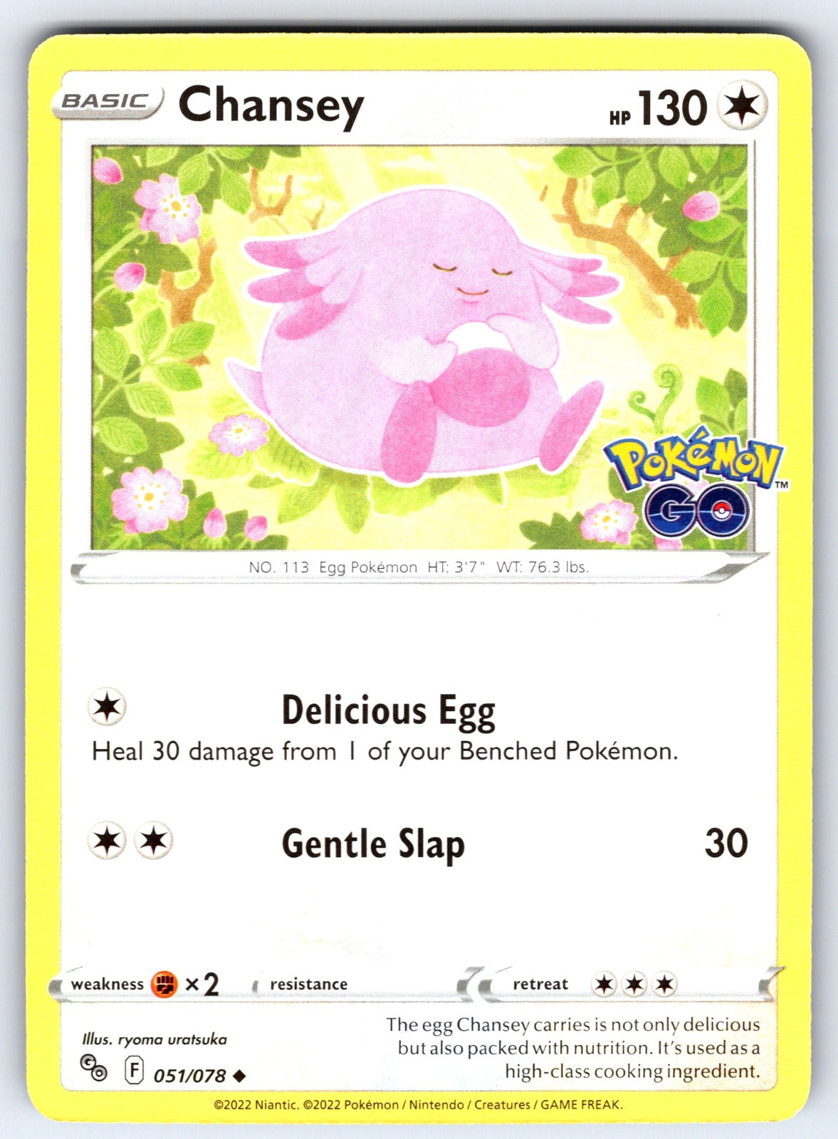 Chansey Uncommon Pokemon GO 051/078 NM 2022