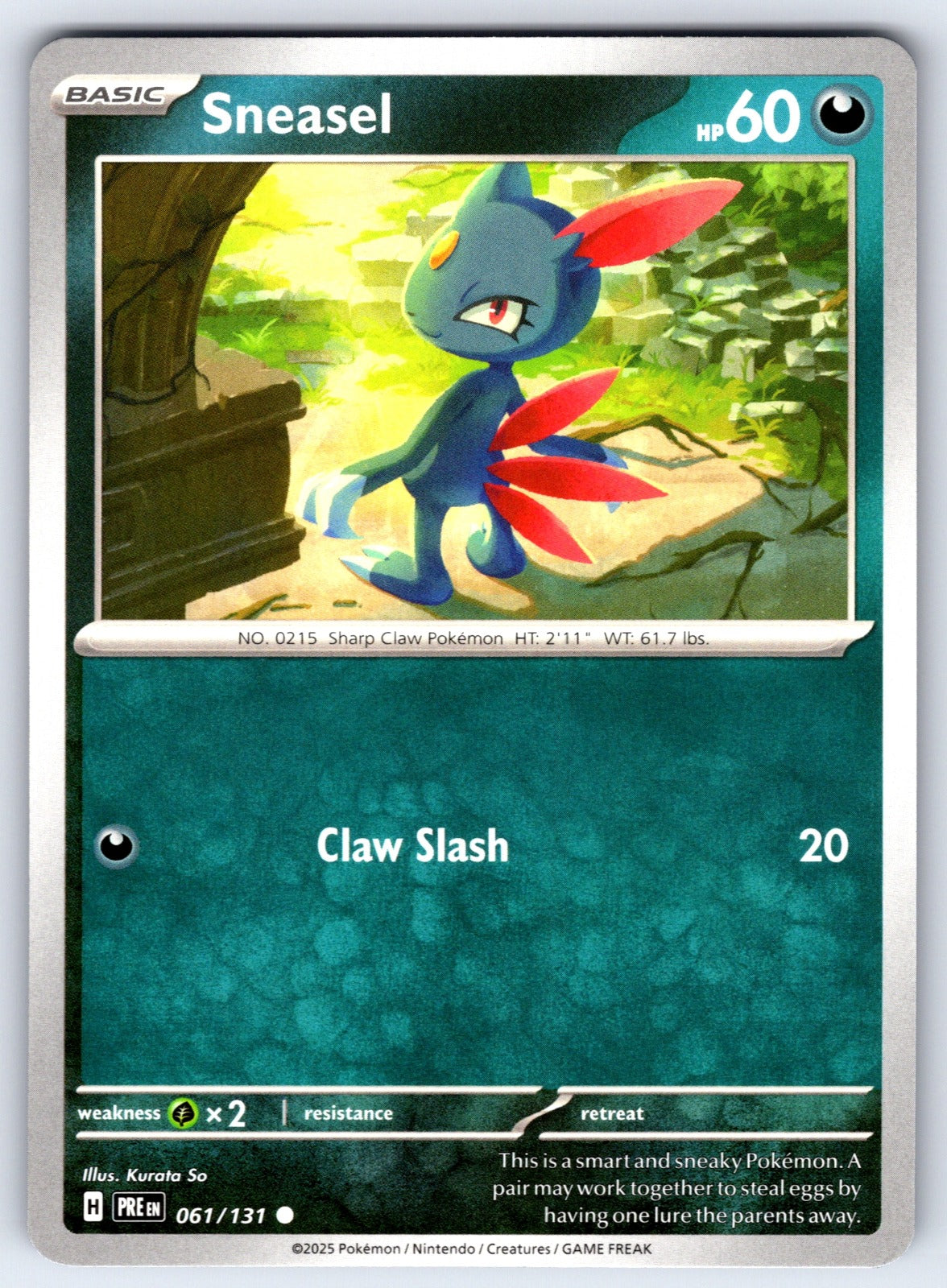Sneasel Common SV: Prismatic Evolutions 061/131 NM 2025