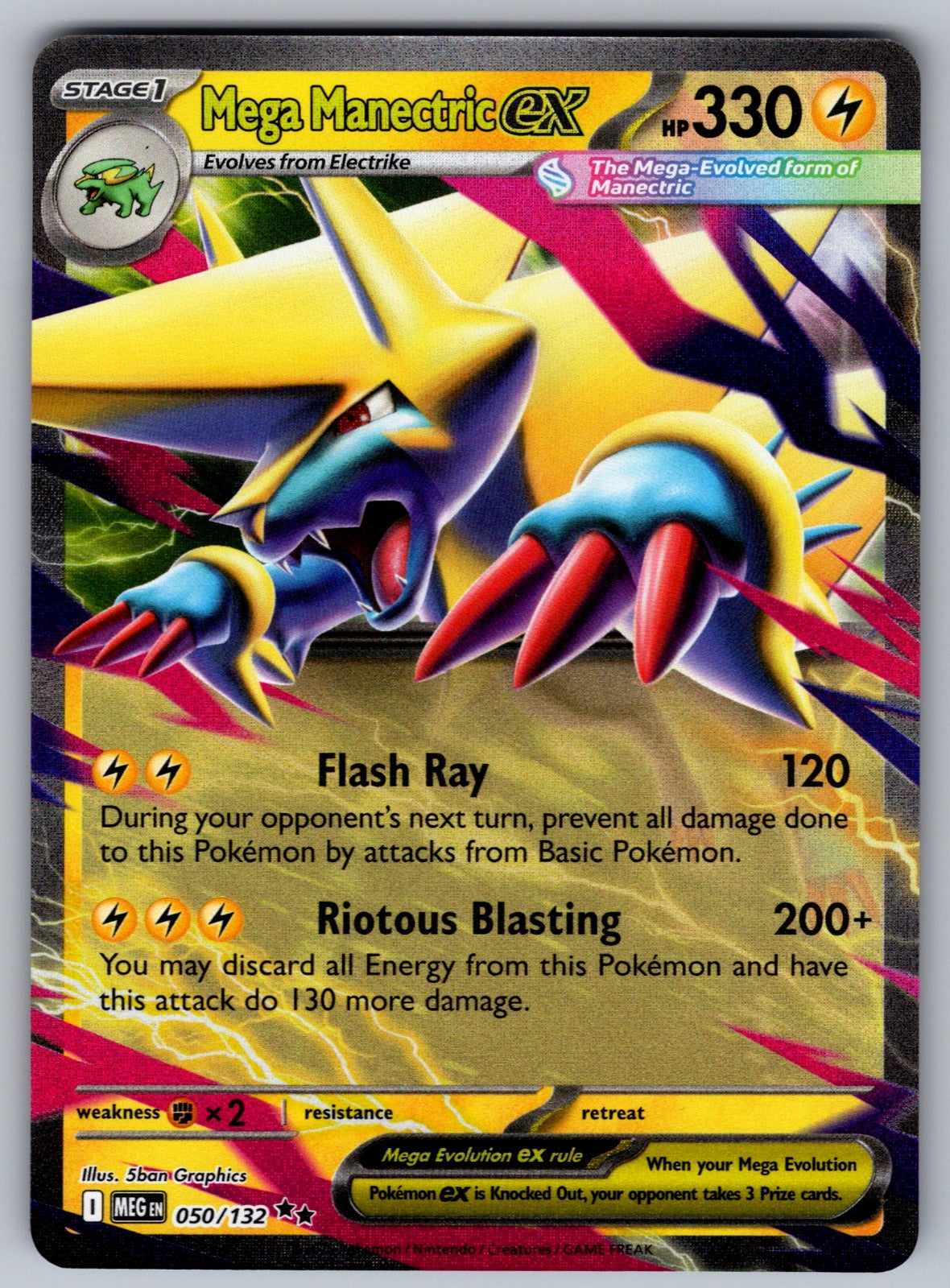 Mega Manectric ex Holo Double Rare ME01: Mega Evolution 050/132 NM 2025