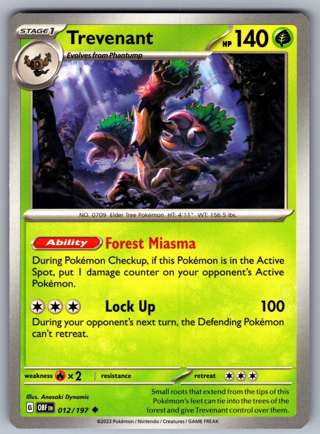 Trevenant Uncommon SV03: Obsidian Flames 012/197 NM 2023