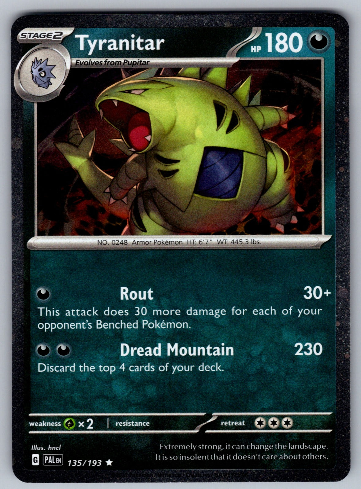 Tyranitar Holo Rare SV02: Paldea Evolved 135/193 NM 2023
