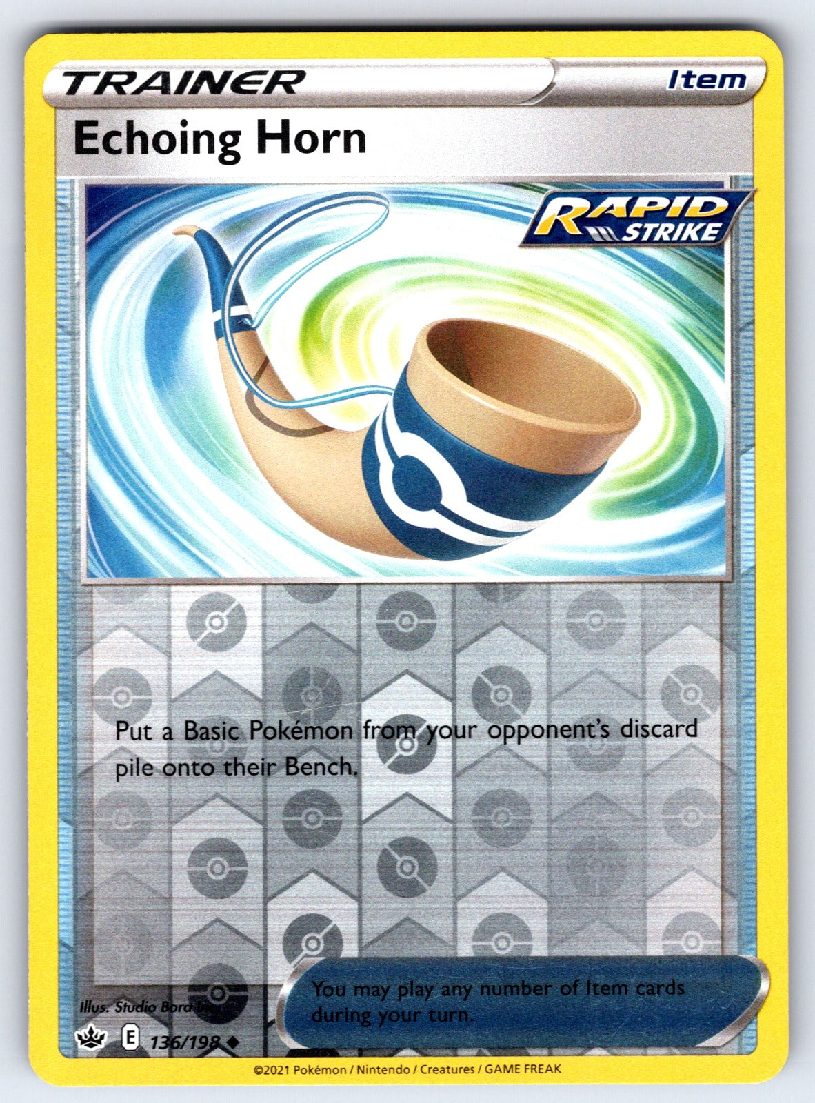 Echoing Horn Reverse Holo Uncommon SWSH06: Chilling Reign 136/198 NM 2021