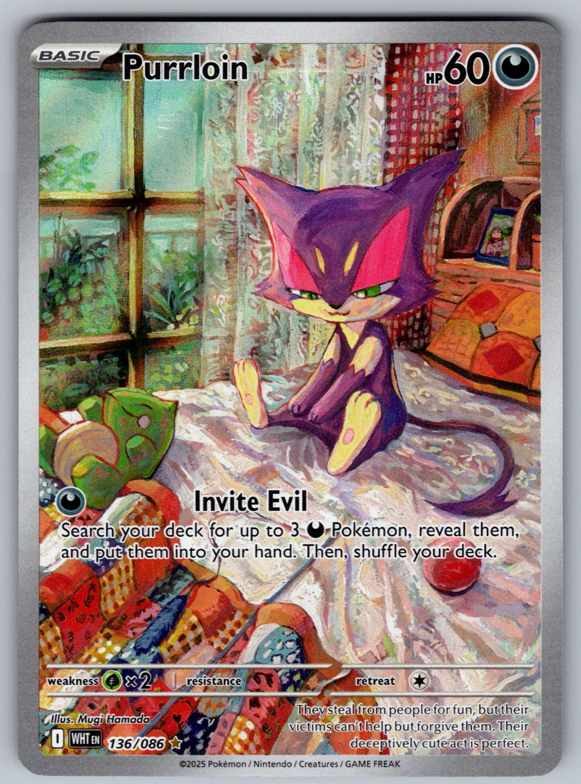 Purrloin Holo Illustration Rare SV: White Flare 136/086 NM 2025