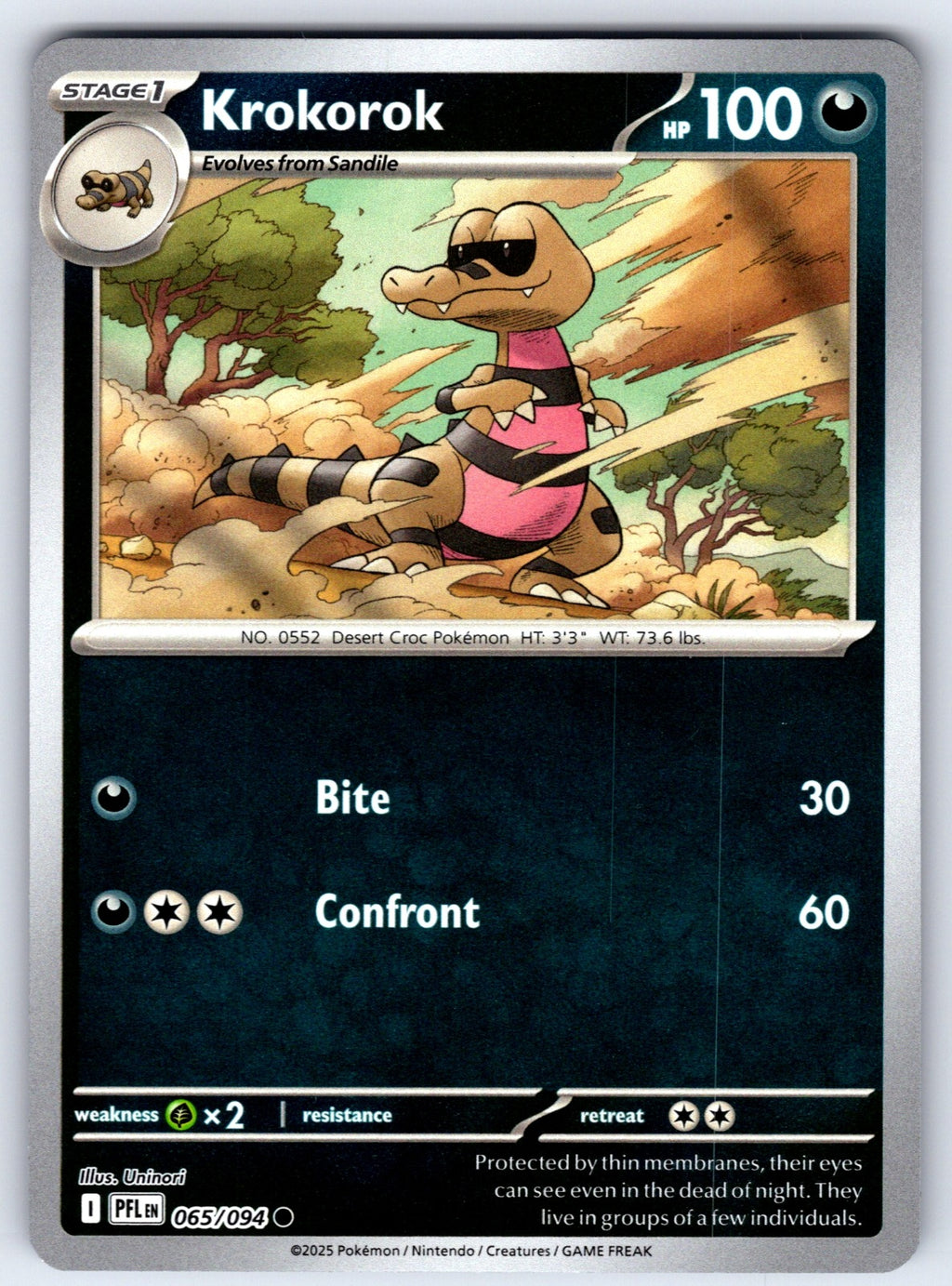 Krokorok Reverse Holo Common ME02: Phantasmal Flames 065/094 NM 2025