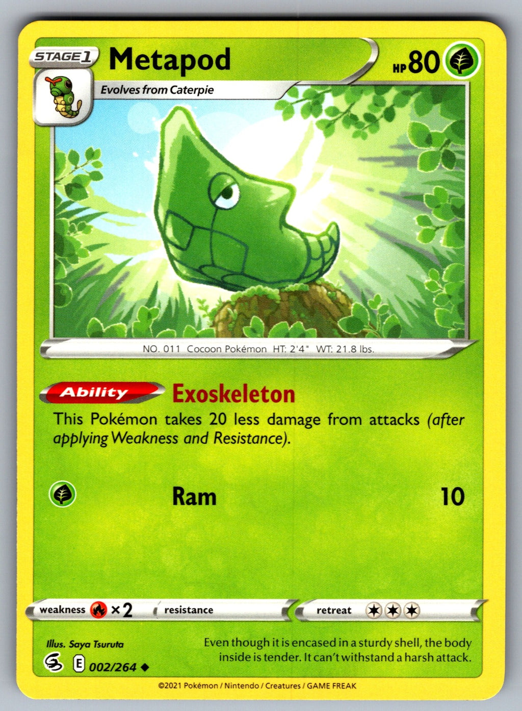 Metapod Uncommon SWSH08: Fusion Strike 002/264 NM 2021
