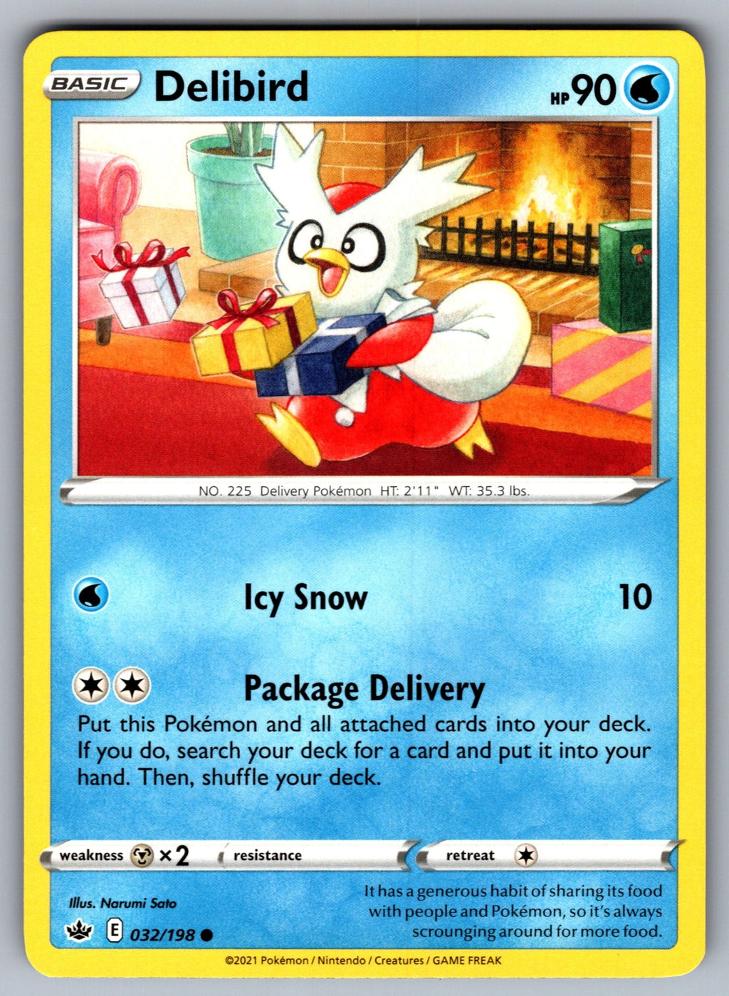 Delibird Common SWSH06: Chilling Reign 032/198 NM 2021