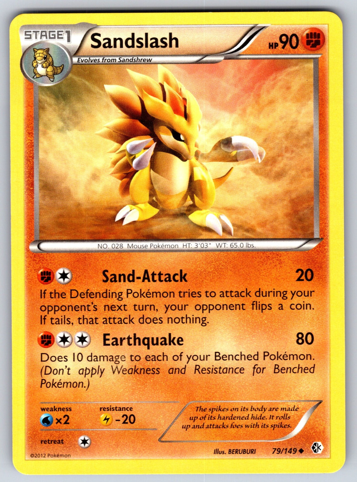 Sandslash Uncommon Boundaries Crossed 79/149 LP 2012