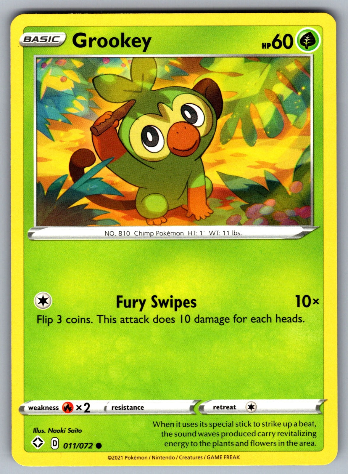 Grookey Common Shining Fates 011/072 NM 2021