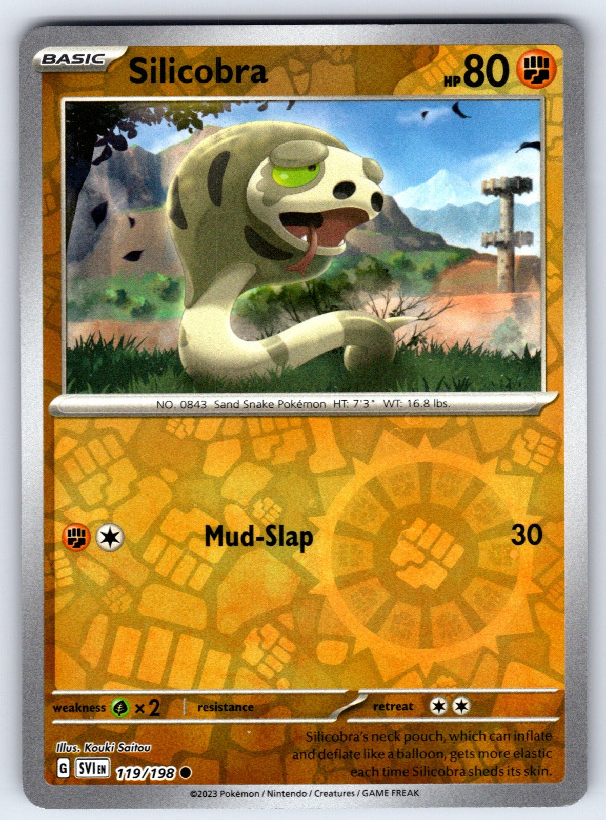 Silicobra Reverse Holo Common SV01: Scarlet & Violet Base Set 119/198 NM 2023