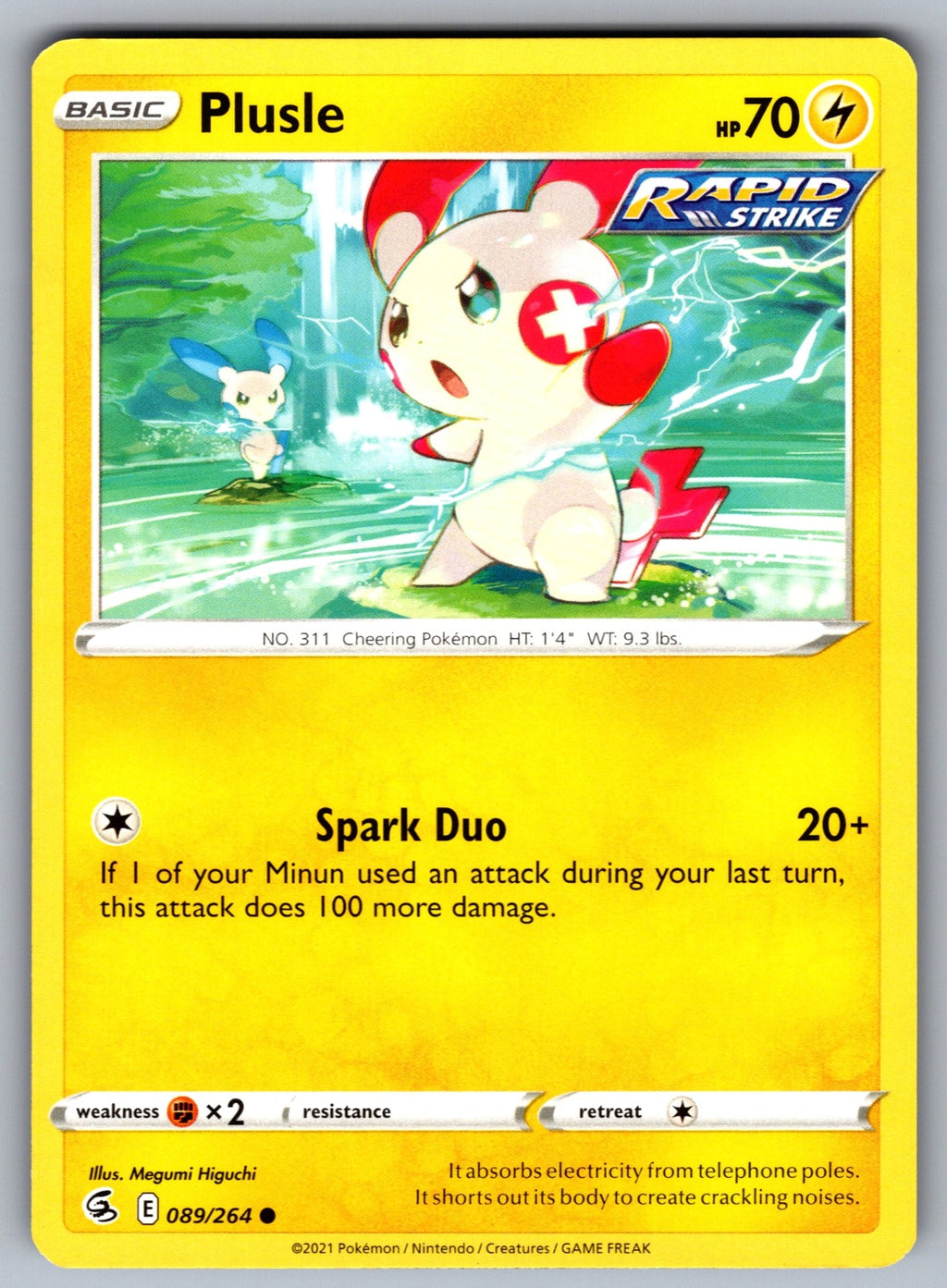 Plusle Common SWSH08: Fusion Strike 089/264 NM 2021