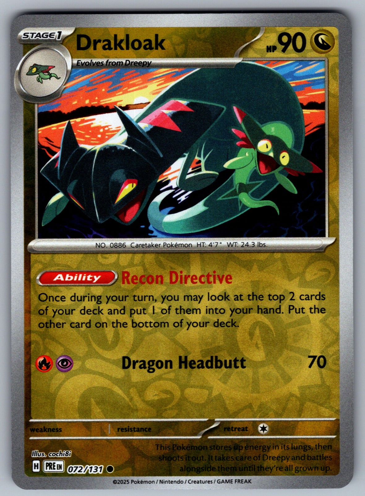 Drakloak Reverse Holo Common SV: Prismatic Evolutions 072/131 NM 2025