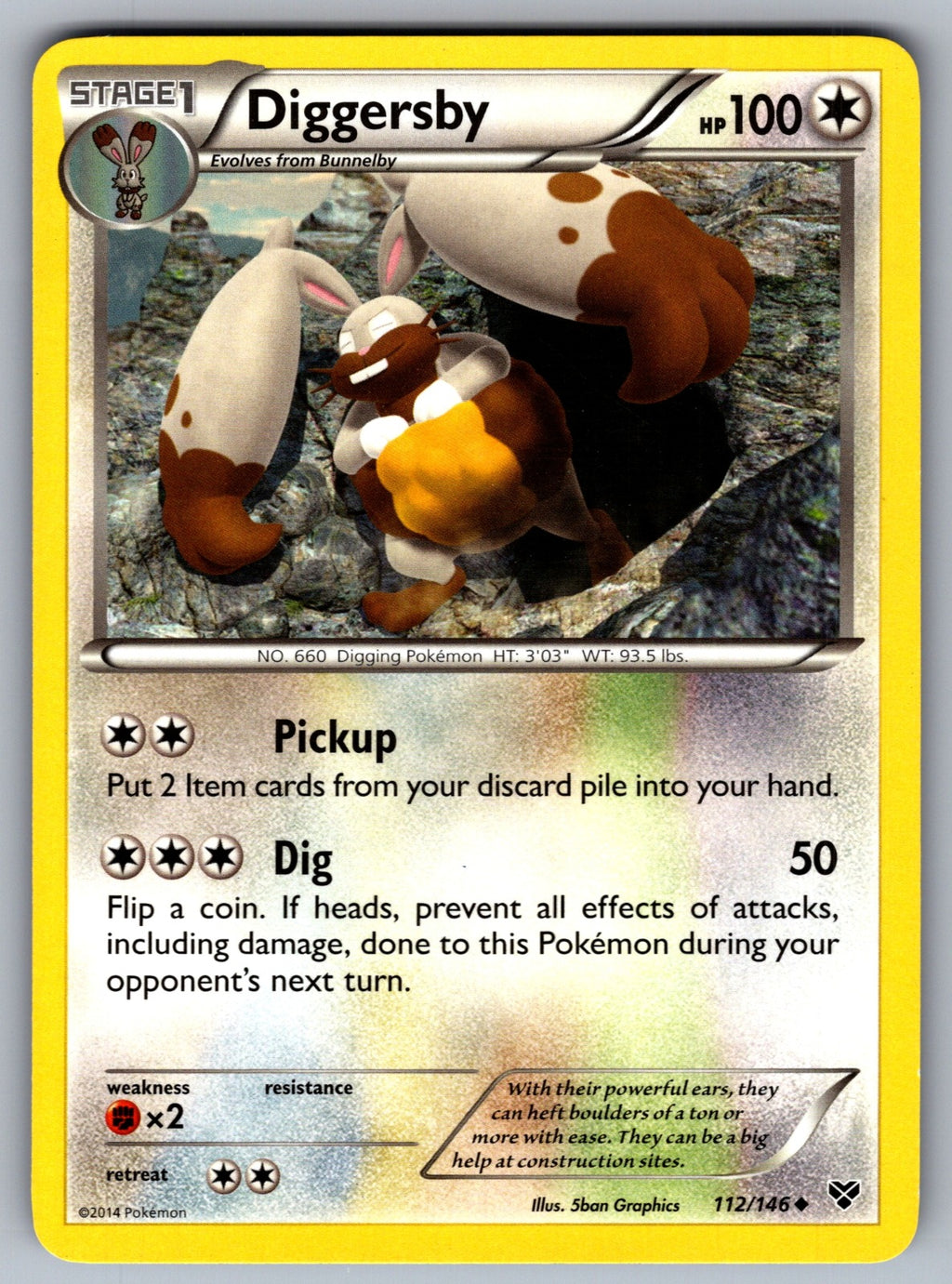 Diggersby Uncommon XY Base Set 112/146 LP 2014