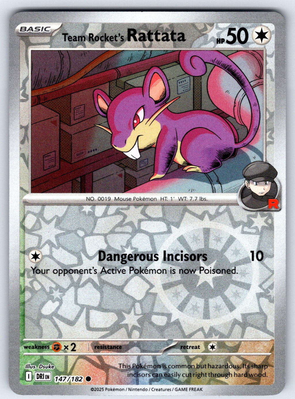 Team Rocket's Rattata Reverse Holo Common SV10: Destined Rivals 147/182 NM 2025