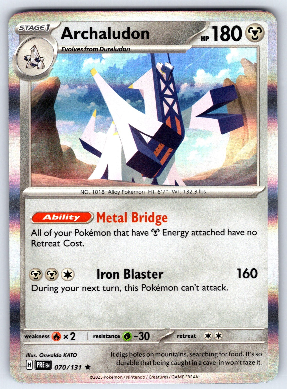 Archaludon Holo Rare SV: Prismatic Evolutions 070/131 NM 2025