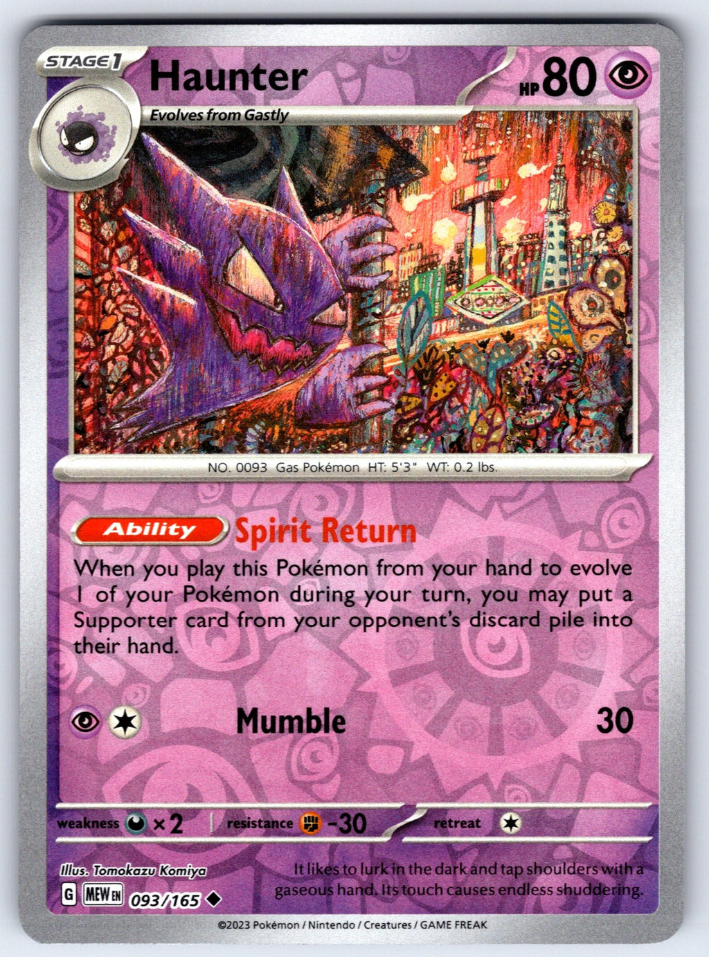 Haunter Reverse Holo Uncommon SV: Scarlet & Violet 151 093/165 NM 2023