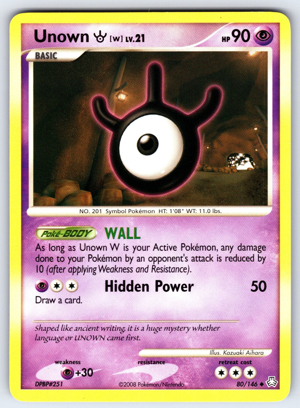 Unown (W) Uncommon Legends Awakened 80/146 LP 2008