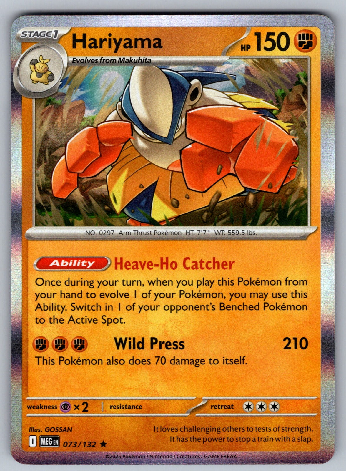 Hariyama Holo Rare ME01: Mega Evolution 073/132 NM 2025
