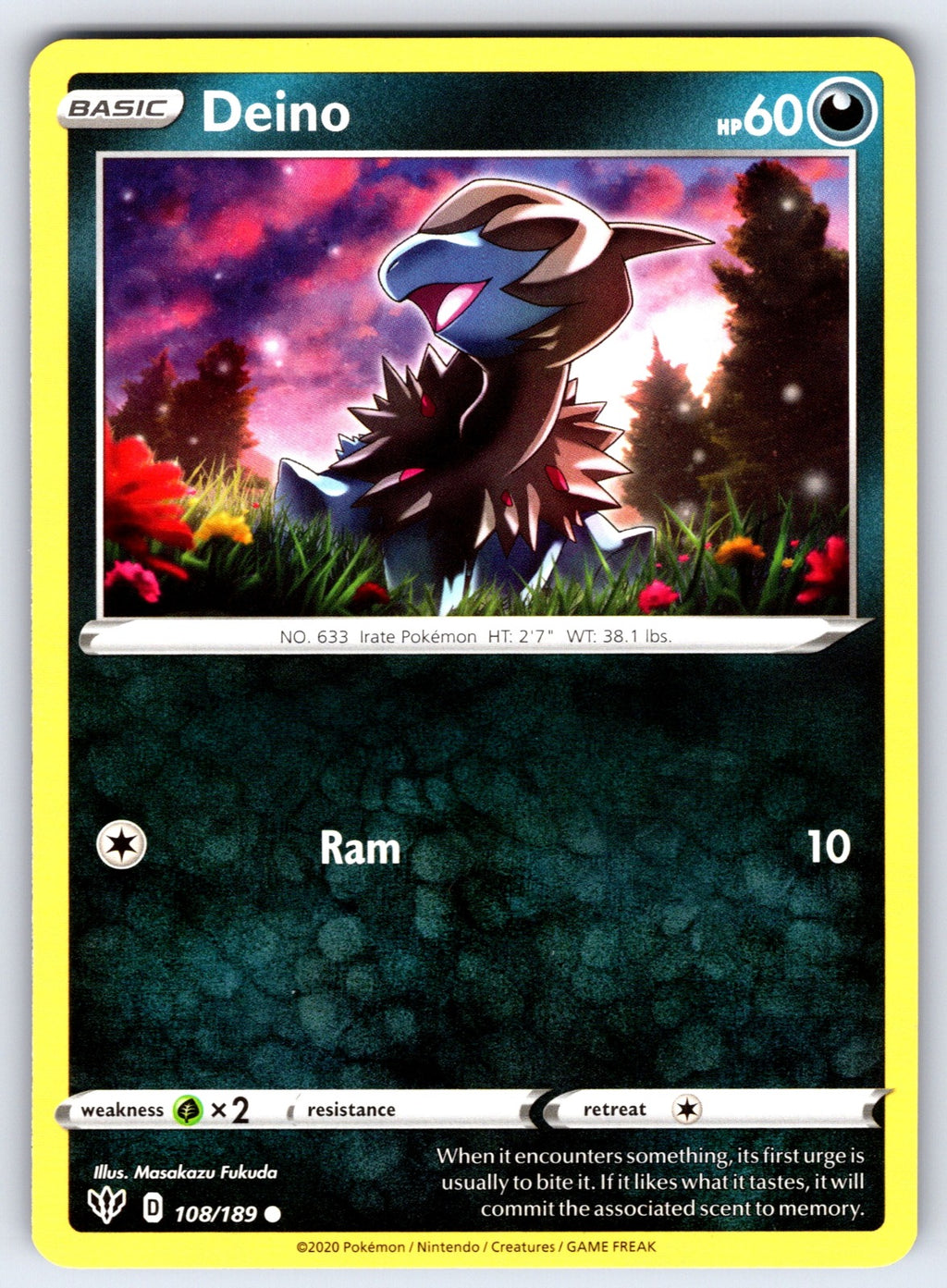 Deino Common SWSH03: Darkness Ablaze 108/189 NM 2020