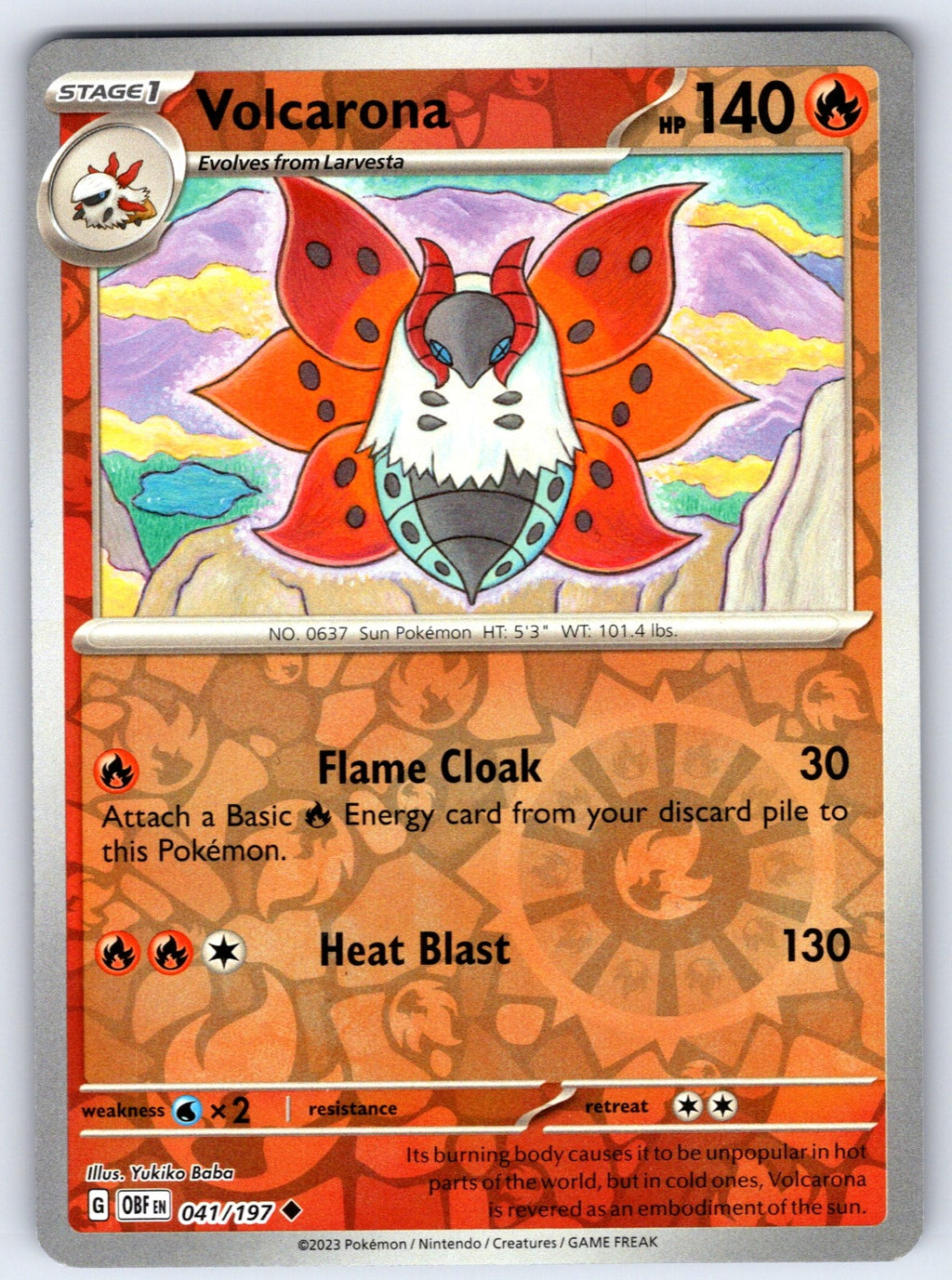 Volcarona Reverse Holo Uncommon SV03: Obsidian Flames 041/197 NM 2023