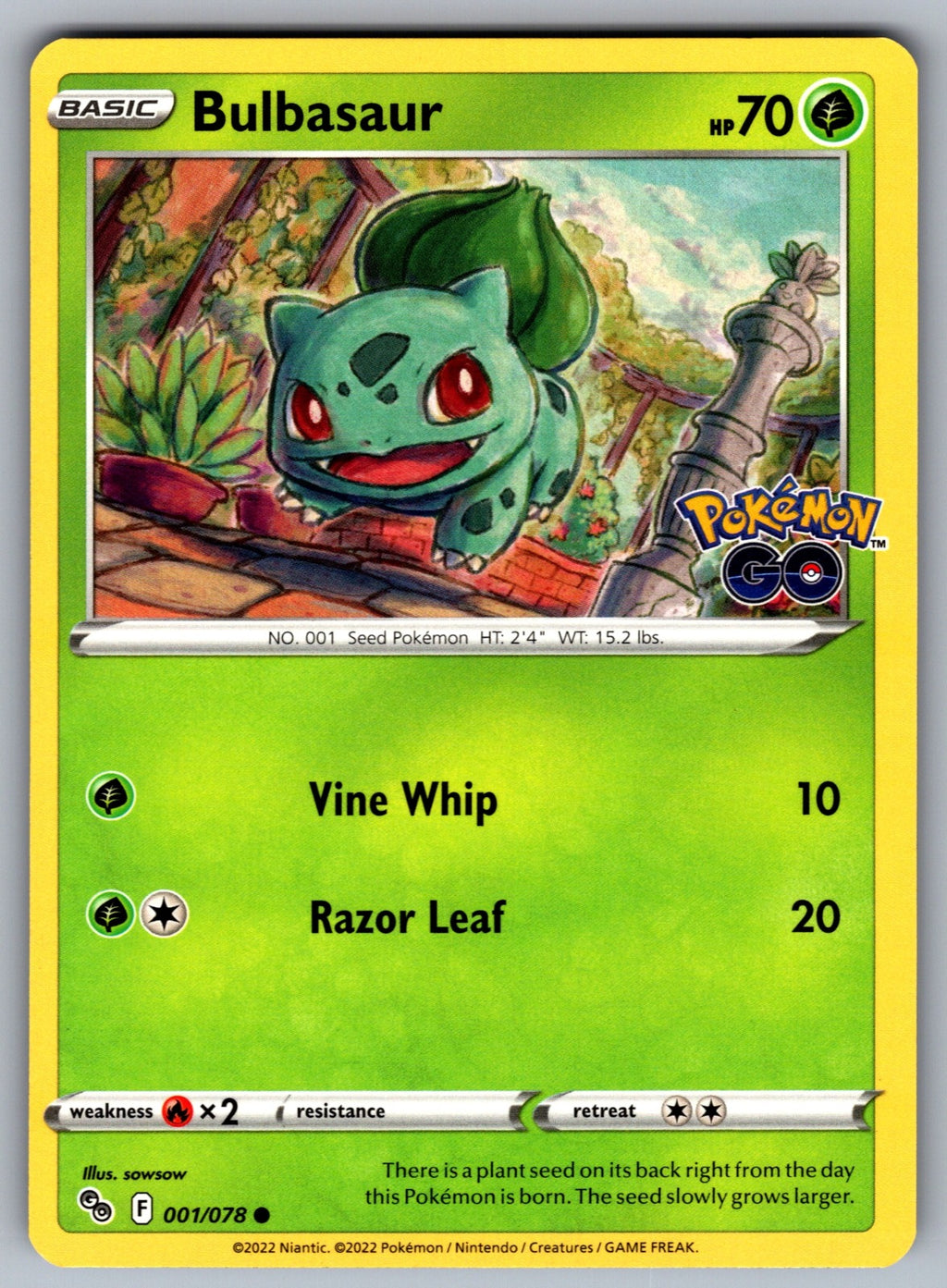 Bulbasaur Common Pokemon GO 001/078 NM 2022