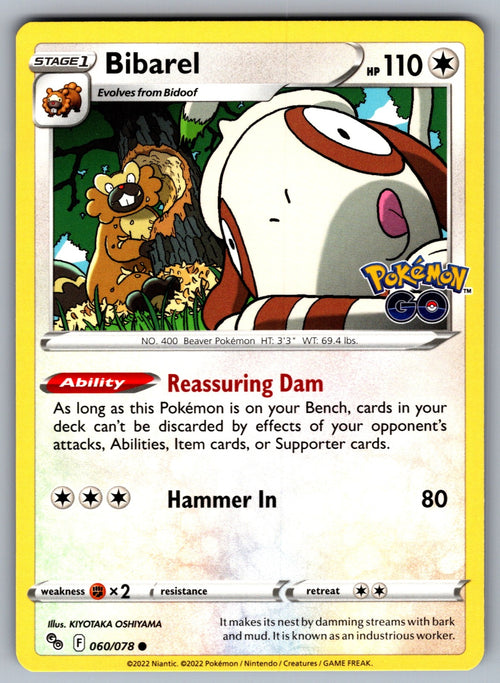 Bibarel Common Pokemon GO 060/078 NM 2022