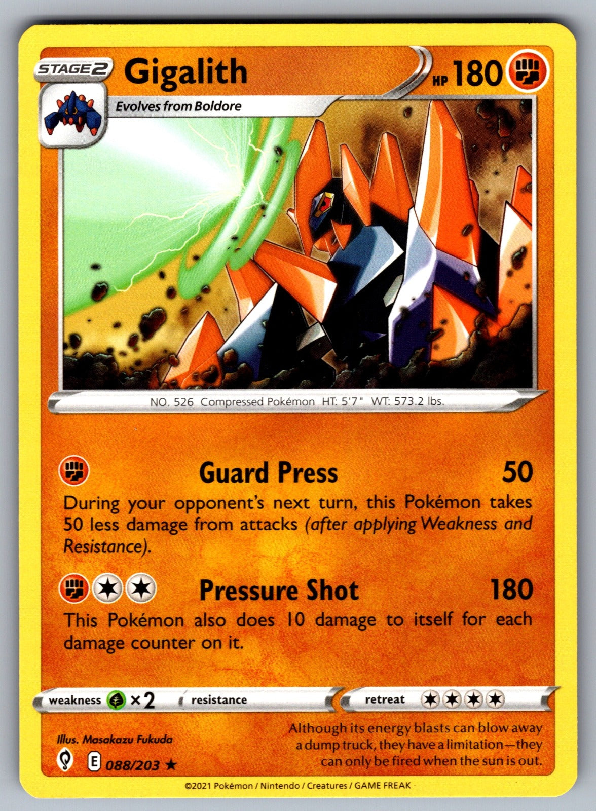 Gigalith Rare SWSH07: Evolving Skies 088/203 NM 2021