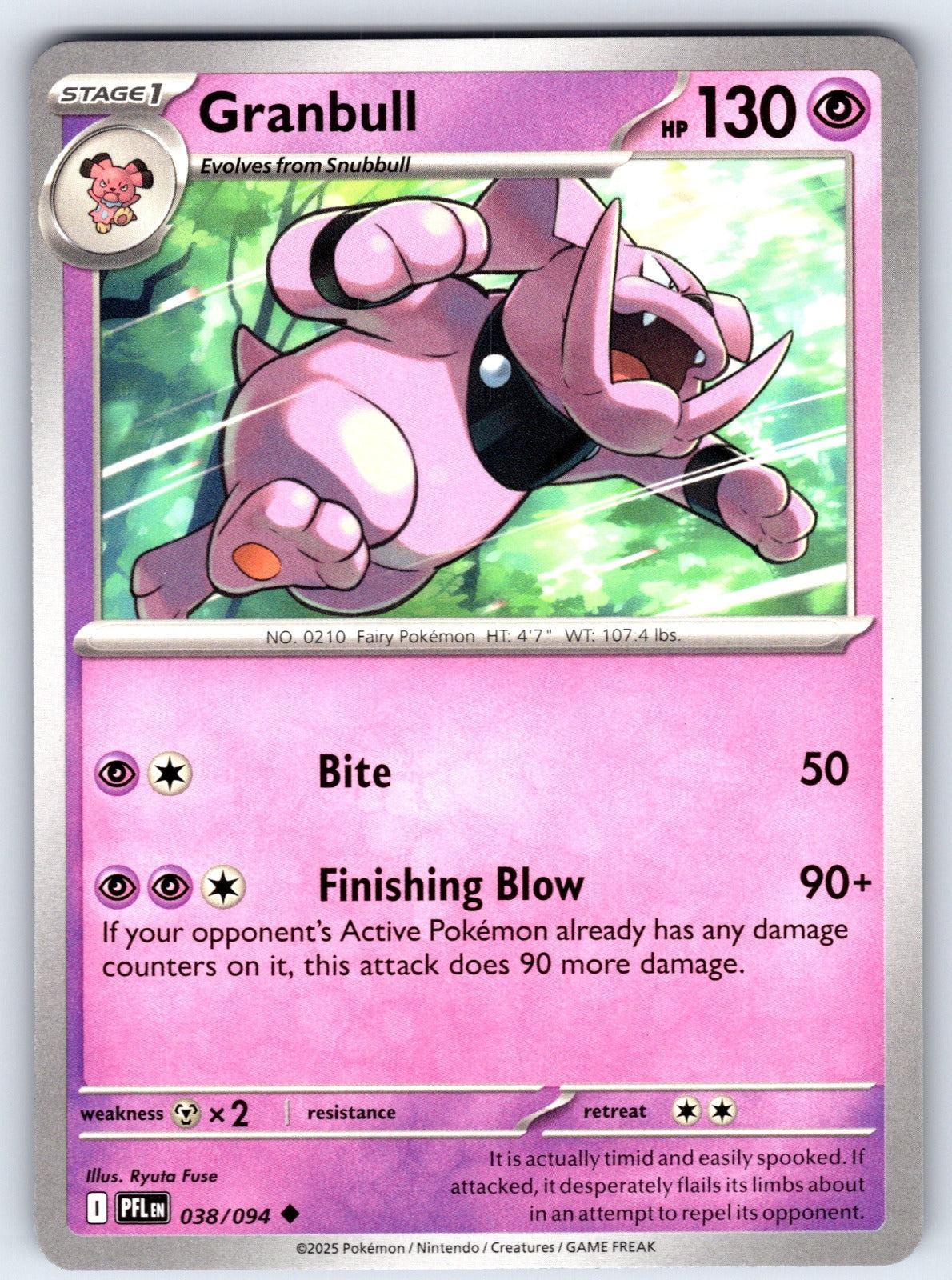 Granbull Uncommon ME02: Phantasmal Flames 038/094 NM 2025