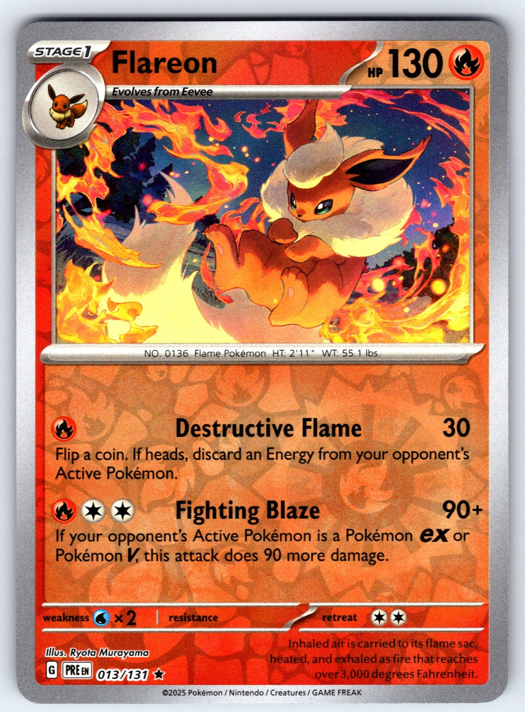 Flareon Reverse Holo Rare SV: Scarlet & Violet 151 136/165 NM 2023
