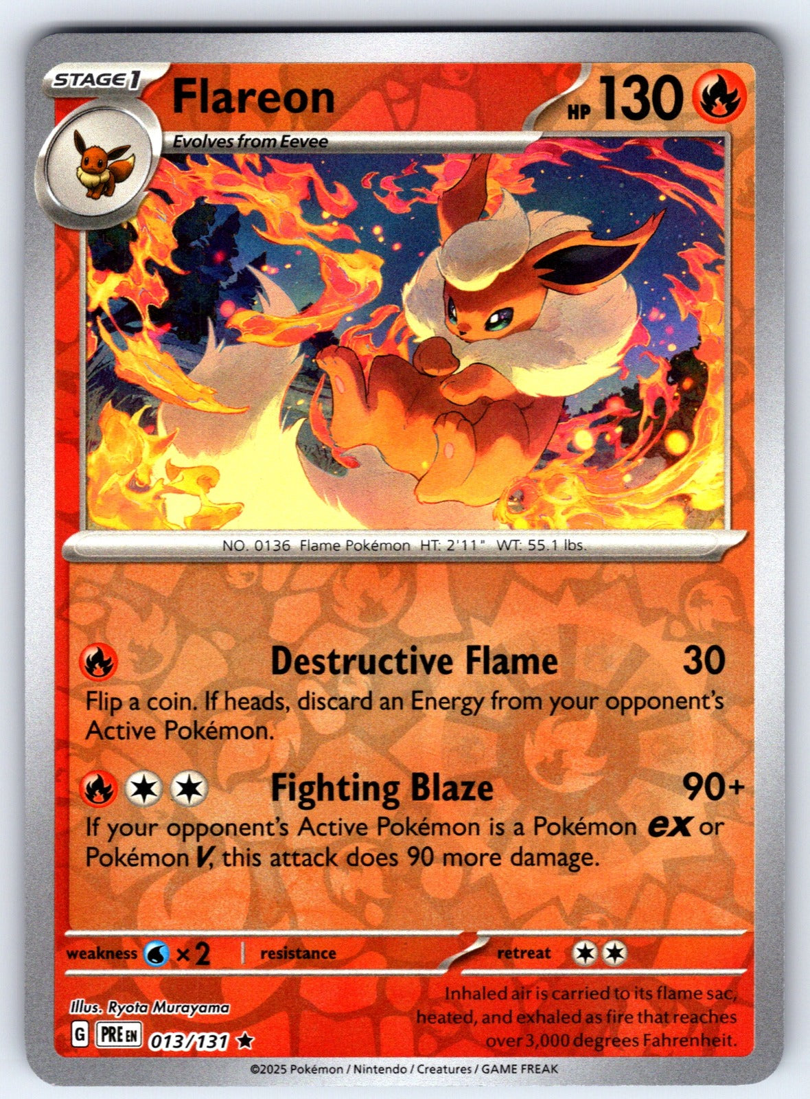 Flareon Reverse Holo Rare SV: Scarlet & Violet 151 136/165 NM 2023
