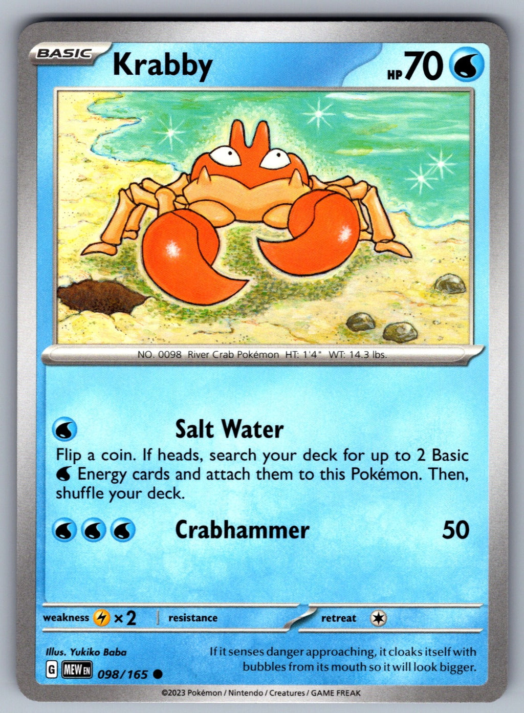 Krabby Common SV: Scarlet & Violet 151 098/165 NM 2023
