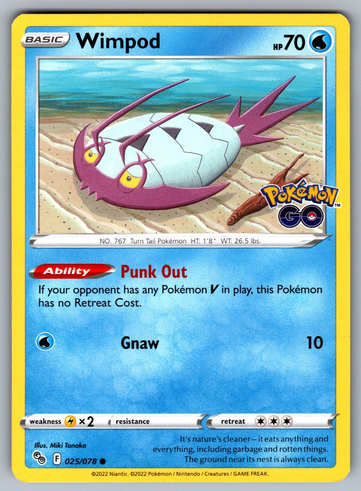 Wimpod Common Pokemon GO 025/078 NM 2022