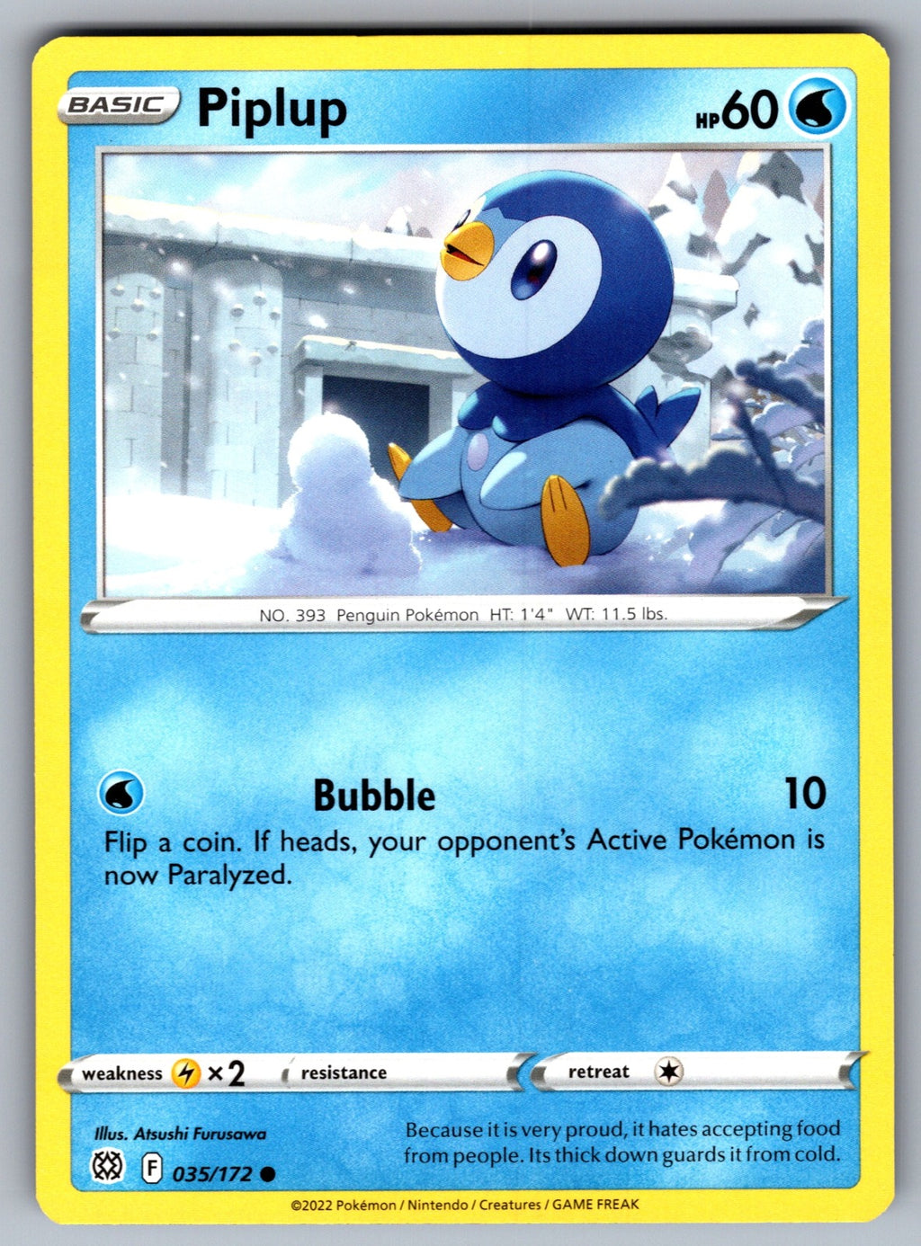 Piplup Common SWSH09: Brilliant Stars 035/172 NM 2022