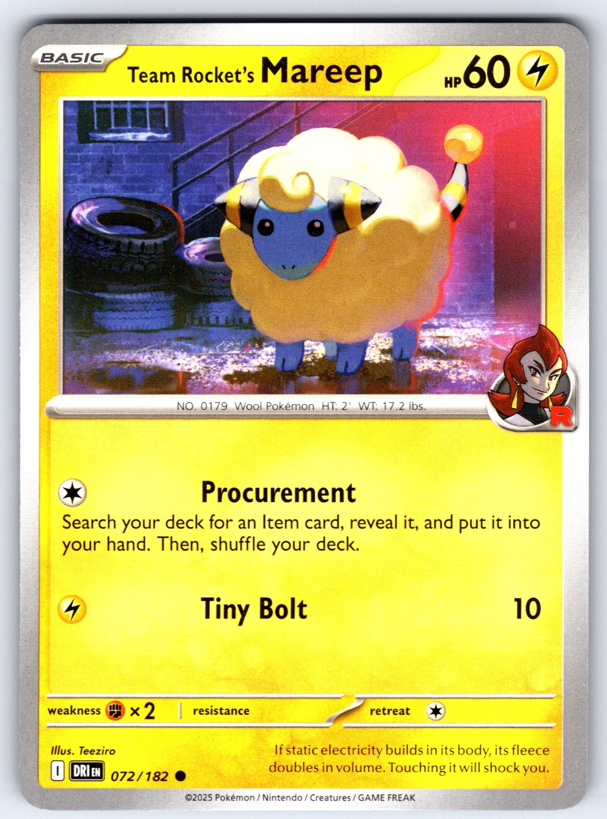 Team Rocket's Mareep Common SV10: Destined Rivals 072/182 NM 2025